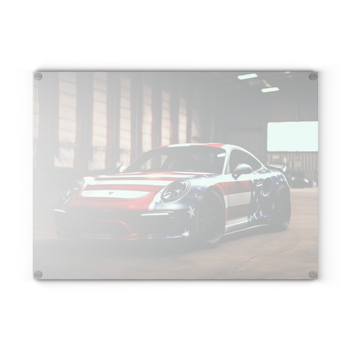 Glass Cutting Board American Flag Porsche 2