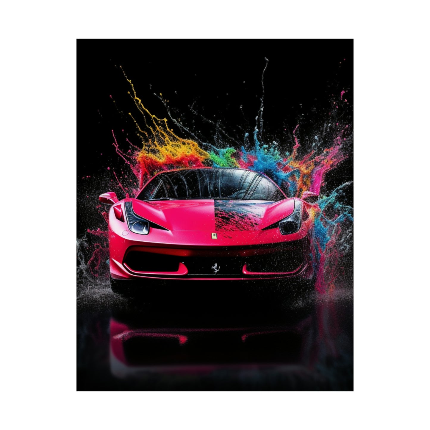 Premium Matte Vertical Posters Ferrari Water Splash 2