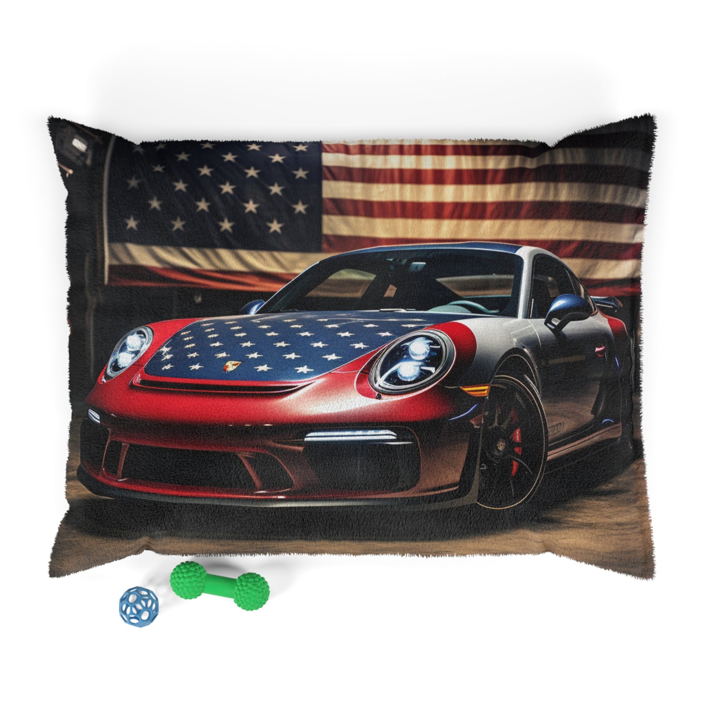 Pet Bed American Flag Background Porsche 1