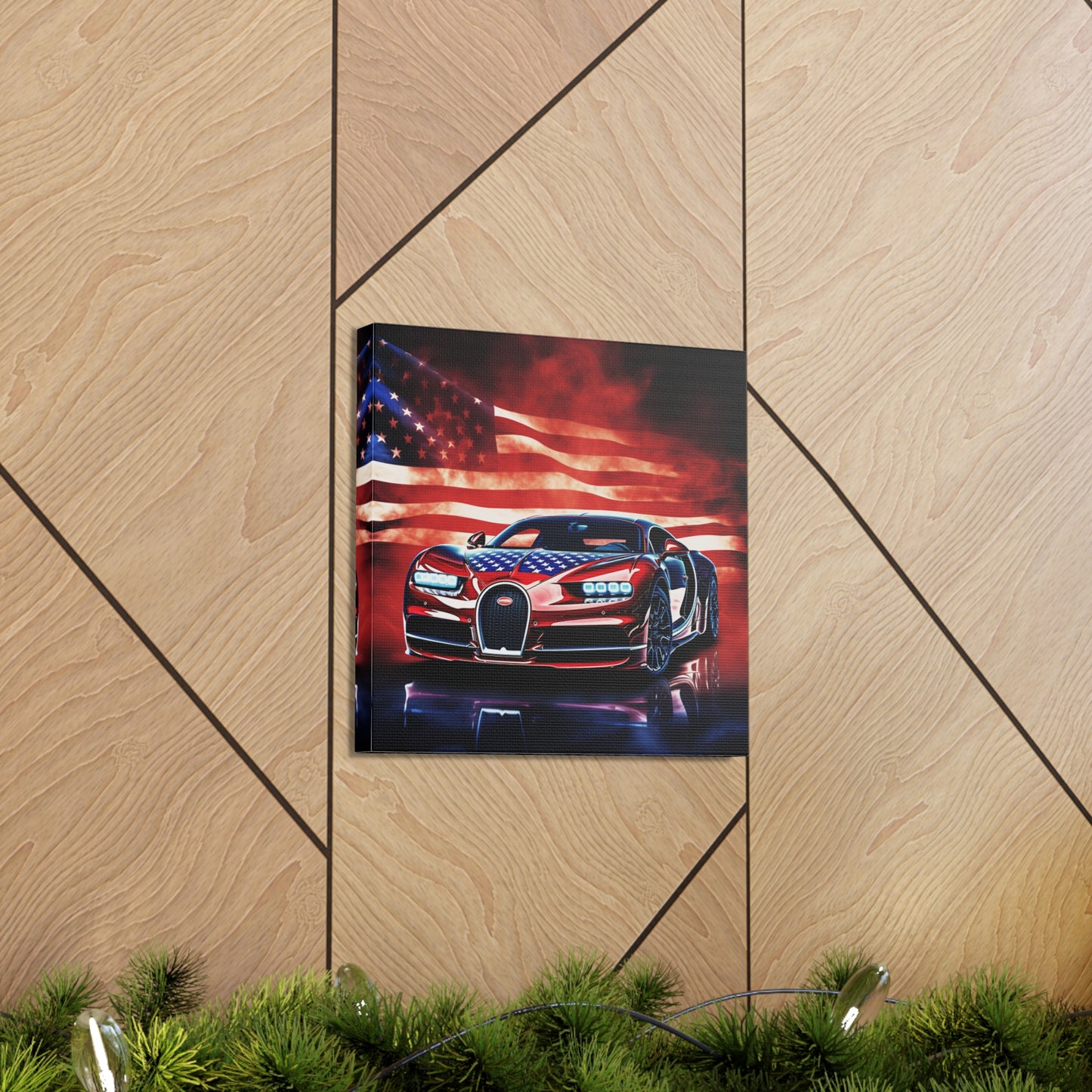 Canvas Gallery Wraps Abstract American Flag Background Bugatti 3