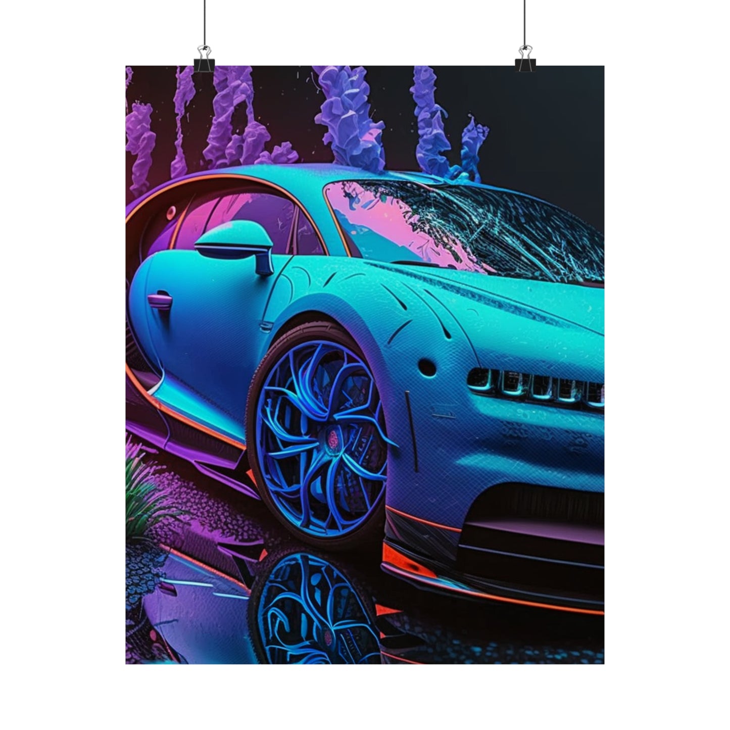 Premium Matte Vertical Posters Bugatti Neon Chiron 2