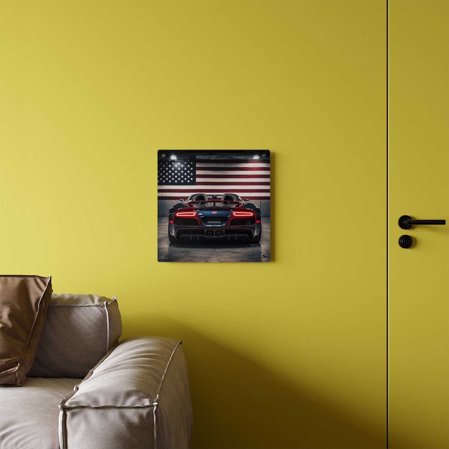 Acrylic Wall Art Panels American Flag Background Bugatti 4