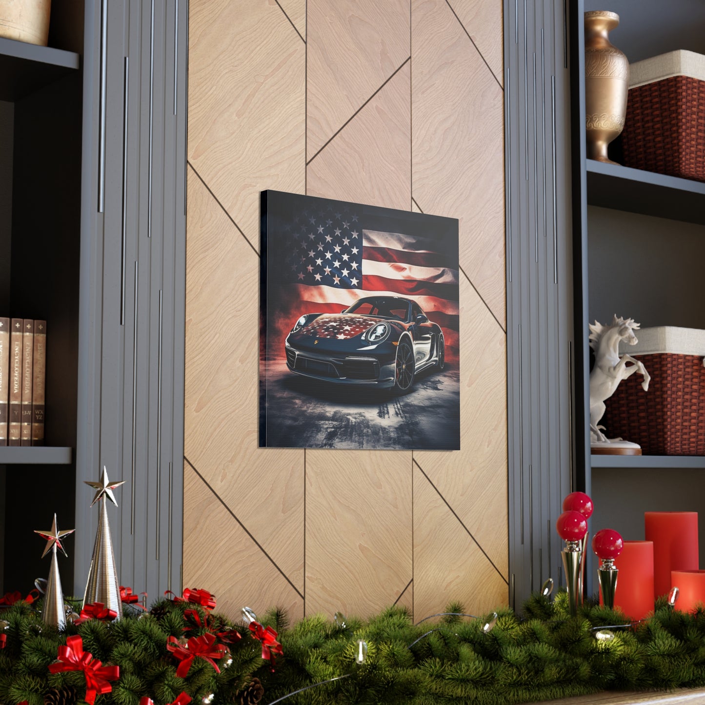 Canvas Gallery Wraps Abstract American Flag Background Porsche 2