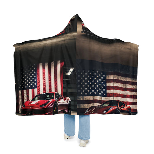 Snuggle Hooded Blanket American Flag Background Ferrari 5