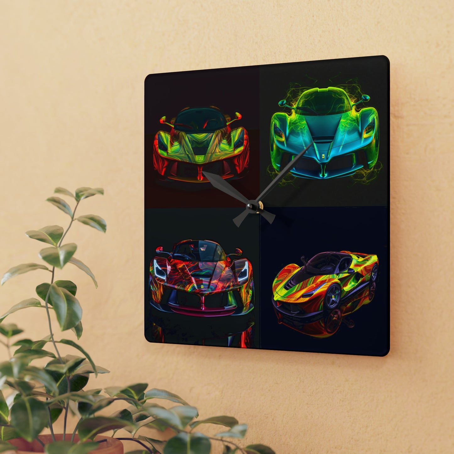 Acrylic Wall Clock Ferrari Neon 5