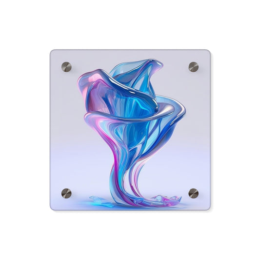 Acrylic Wall Art Panels Pink & Blue Tulip Rose 2