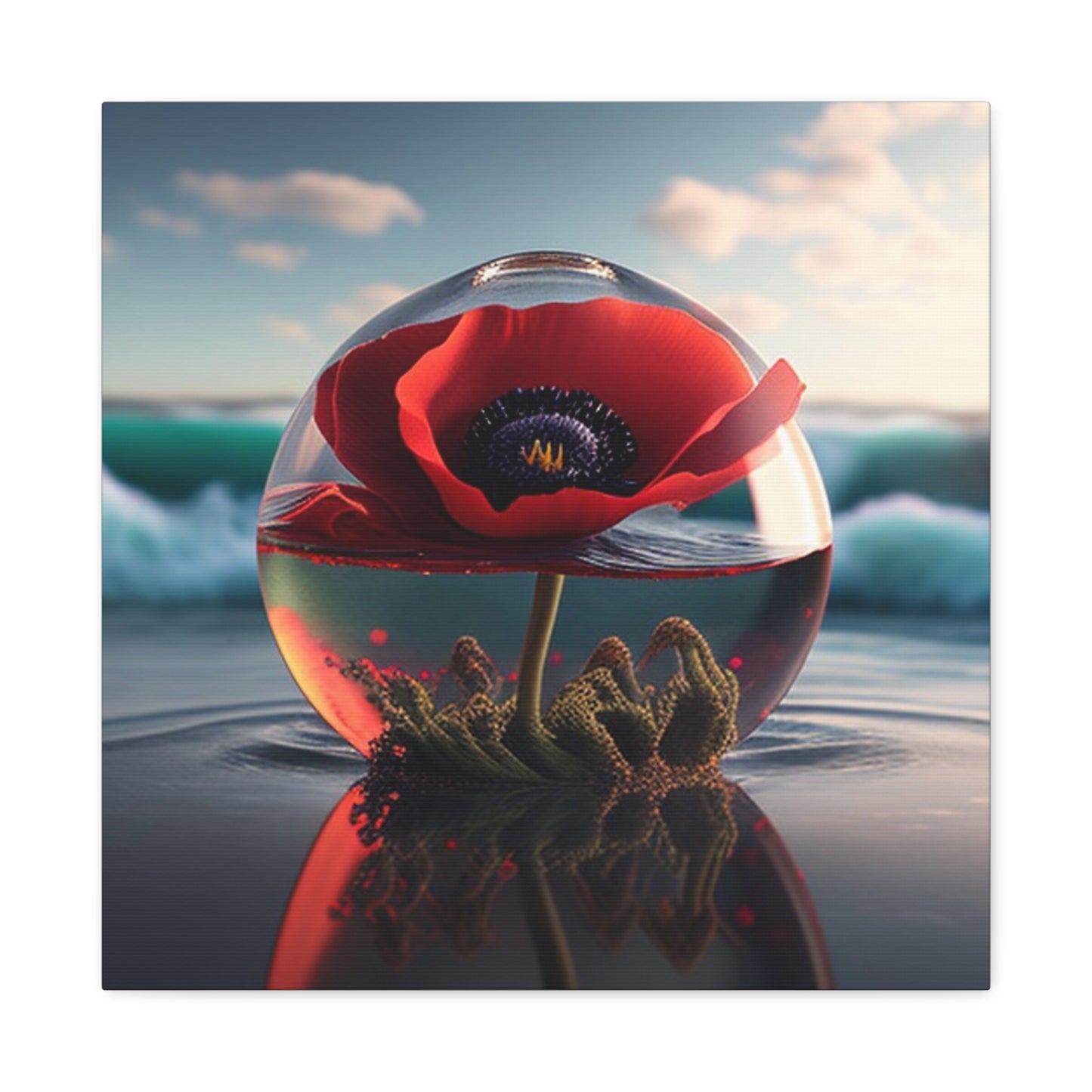 Canvas Gallery Wraps Red Anemone in a Vase 4