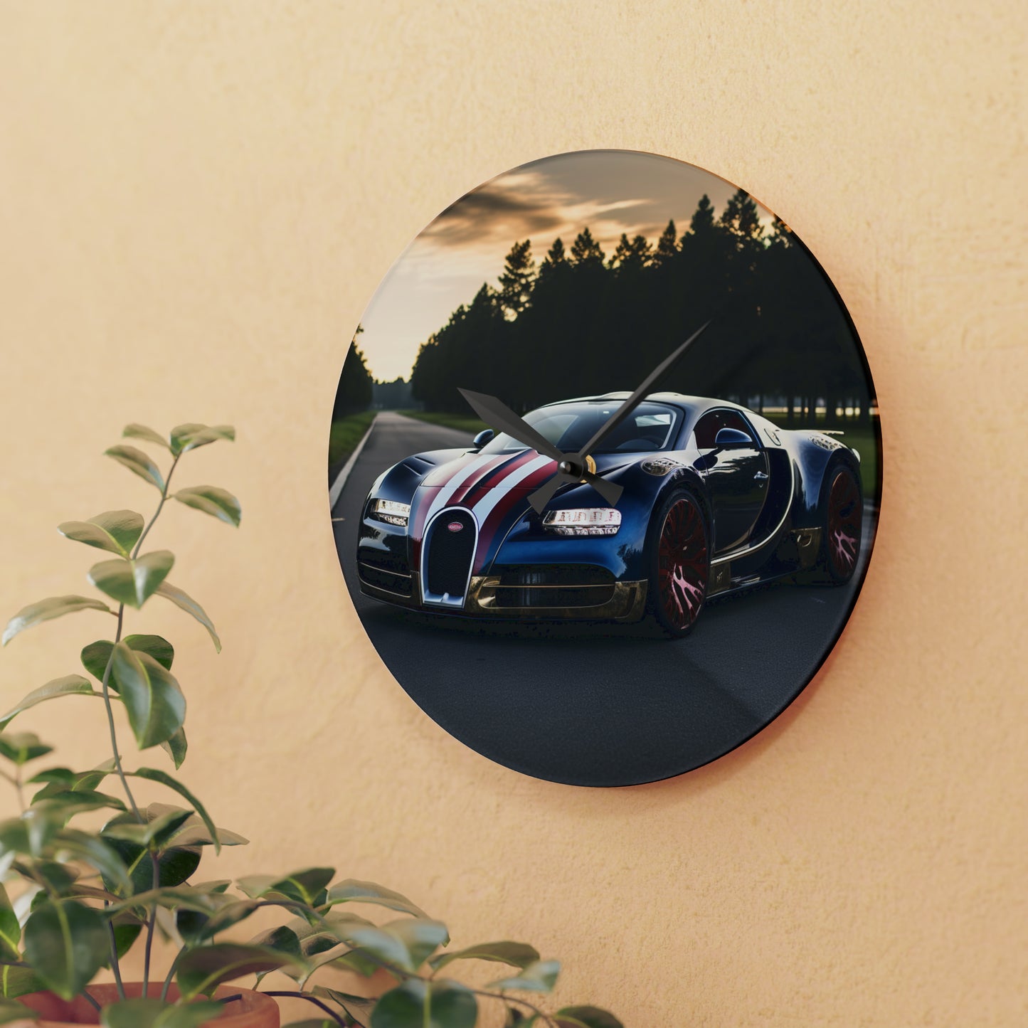 Acrylic Wall Clock Bugatti Flag American 1