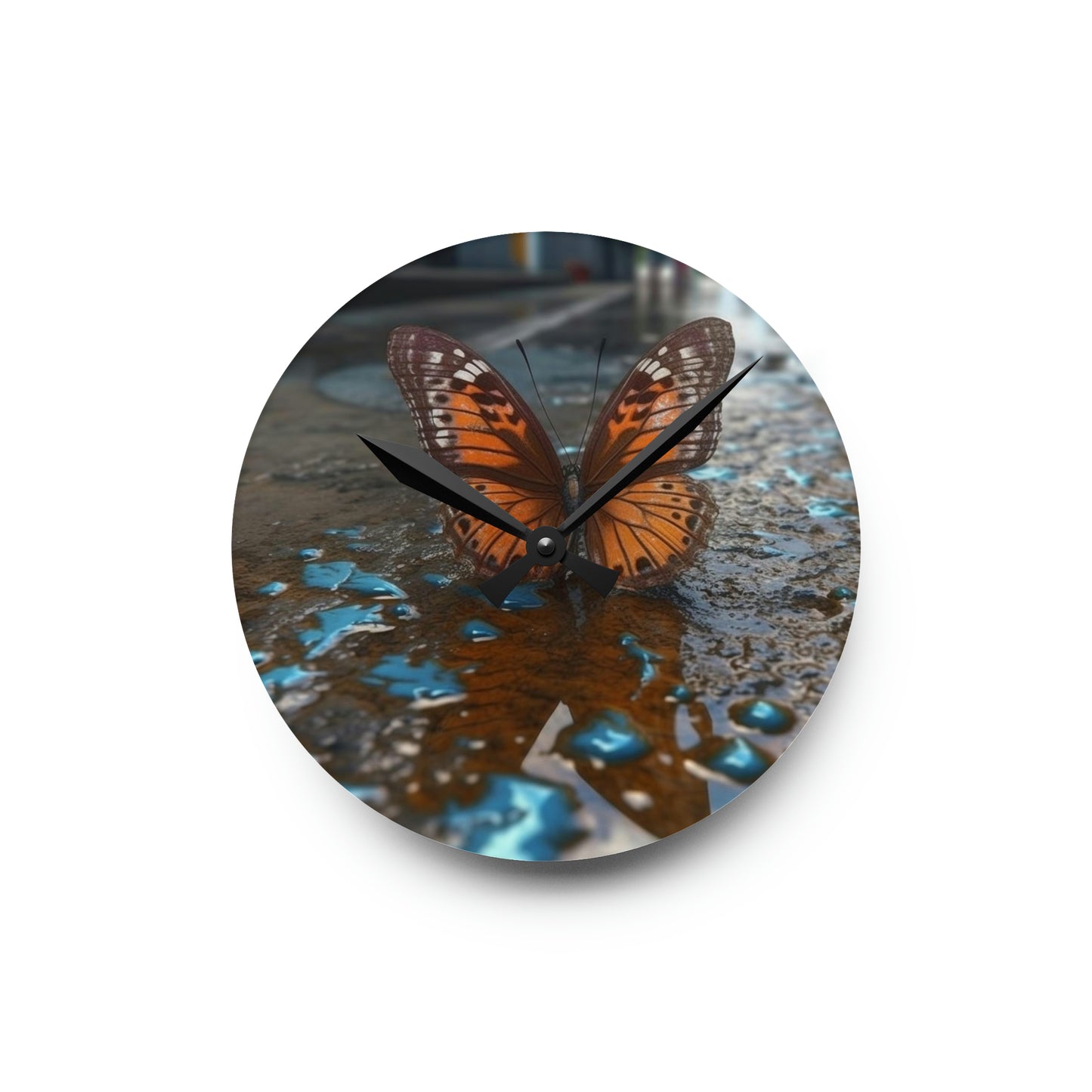 Acrylic Wall Clock Water Butterfly Street 2