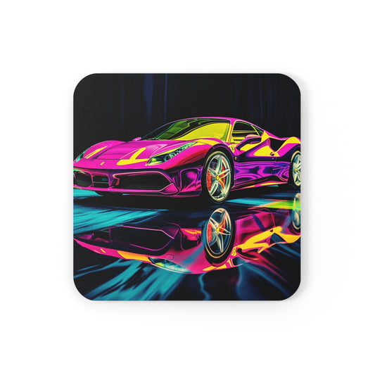 Corkwood Coaster Set Pink Ferrari Macro 3
