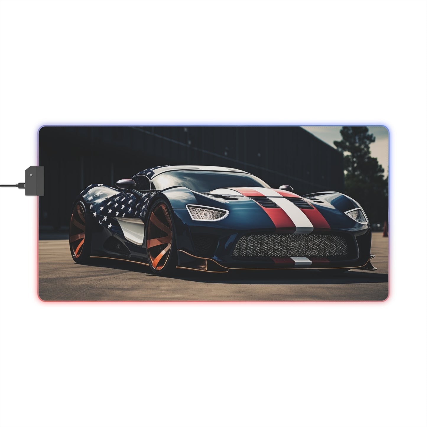 LED Gaming Mouse Pad Bugatti Flag American 2