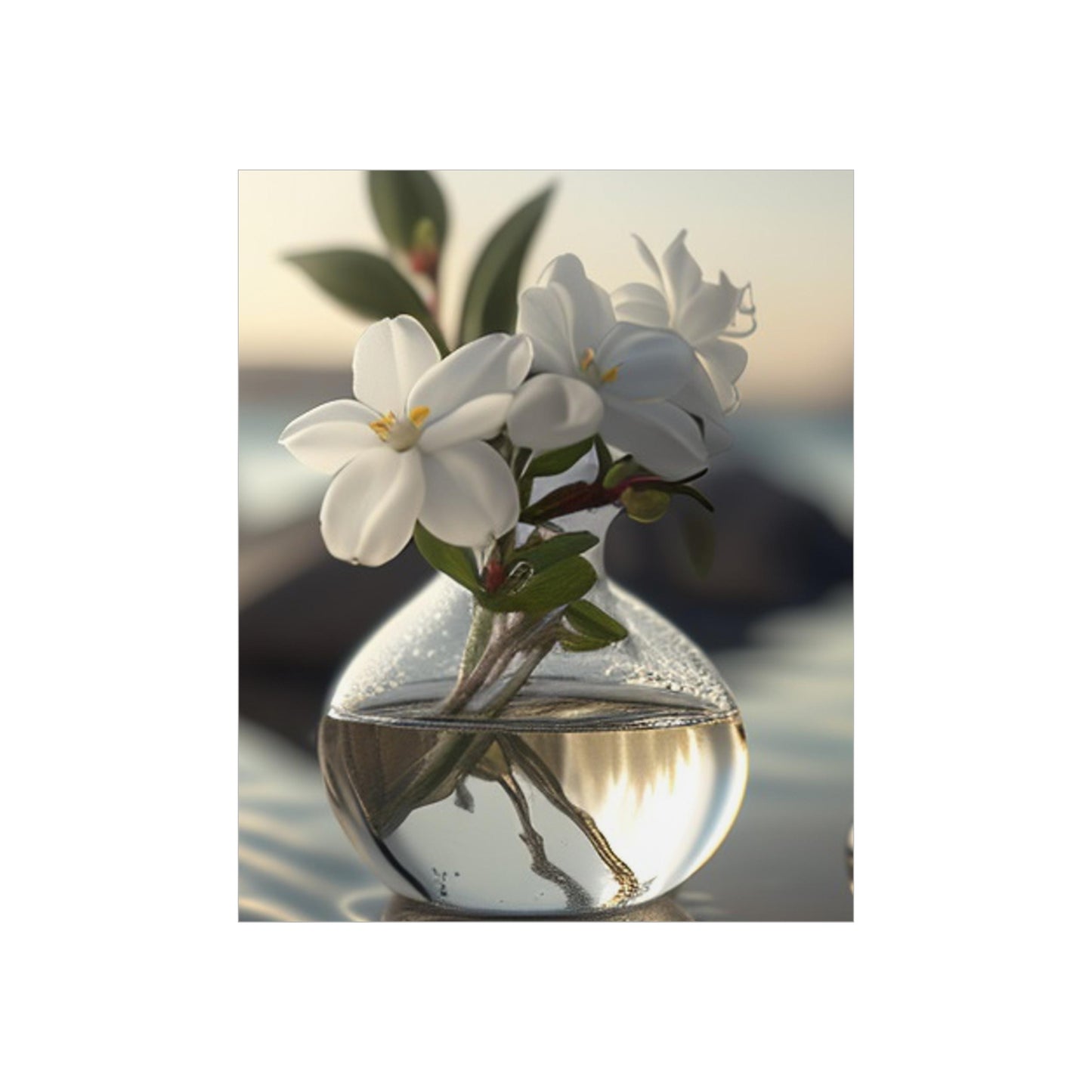 Premium Matte Vertical Posters Jasmine glass vase 1