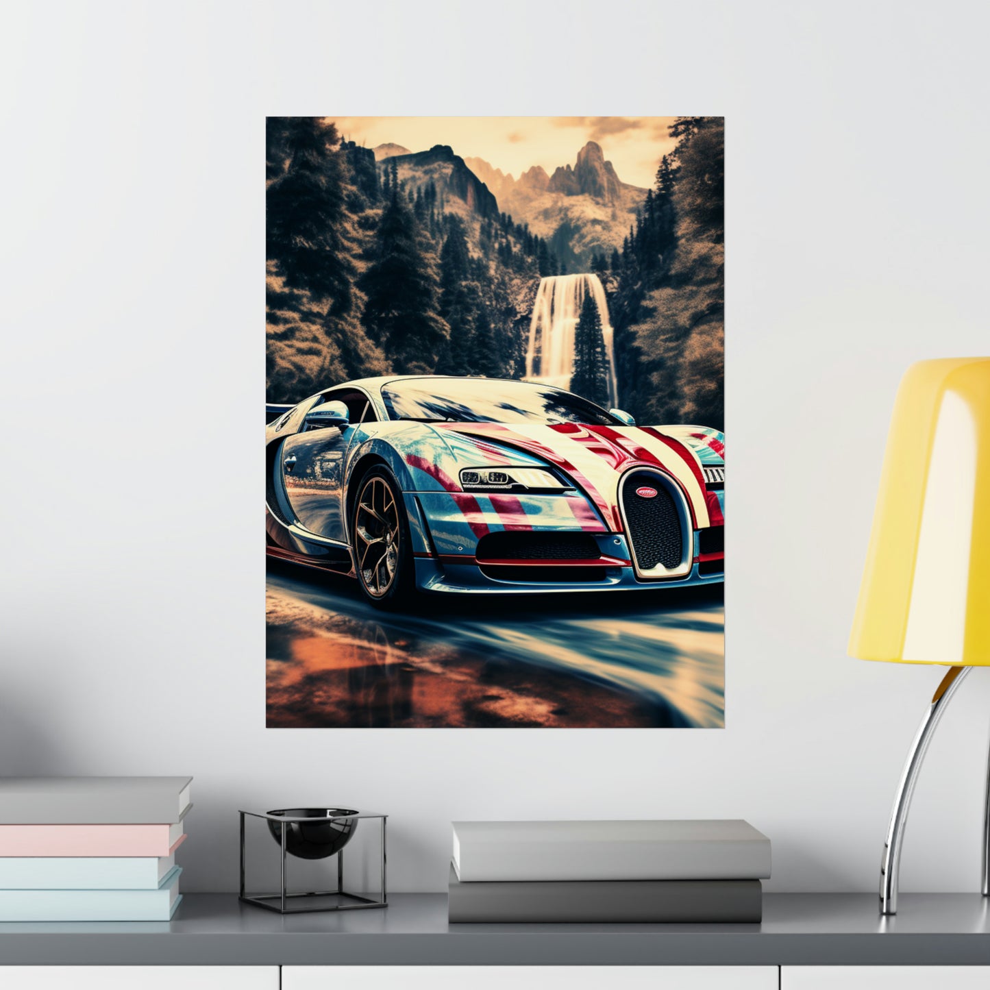 Premium Matte Vertical Posters Bugatti Waterfall 1