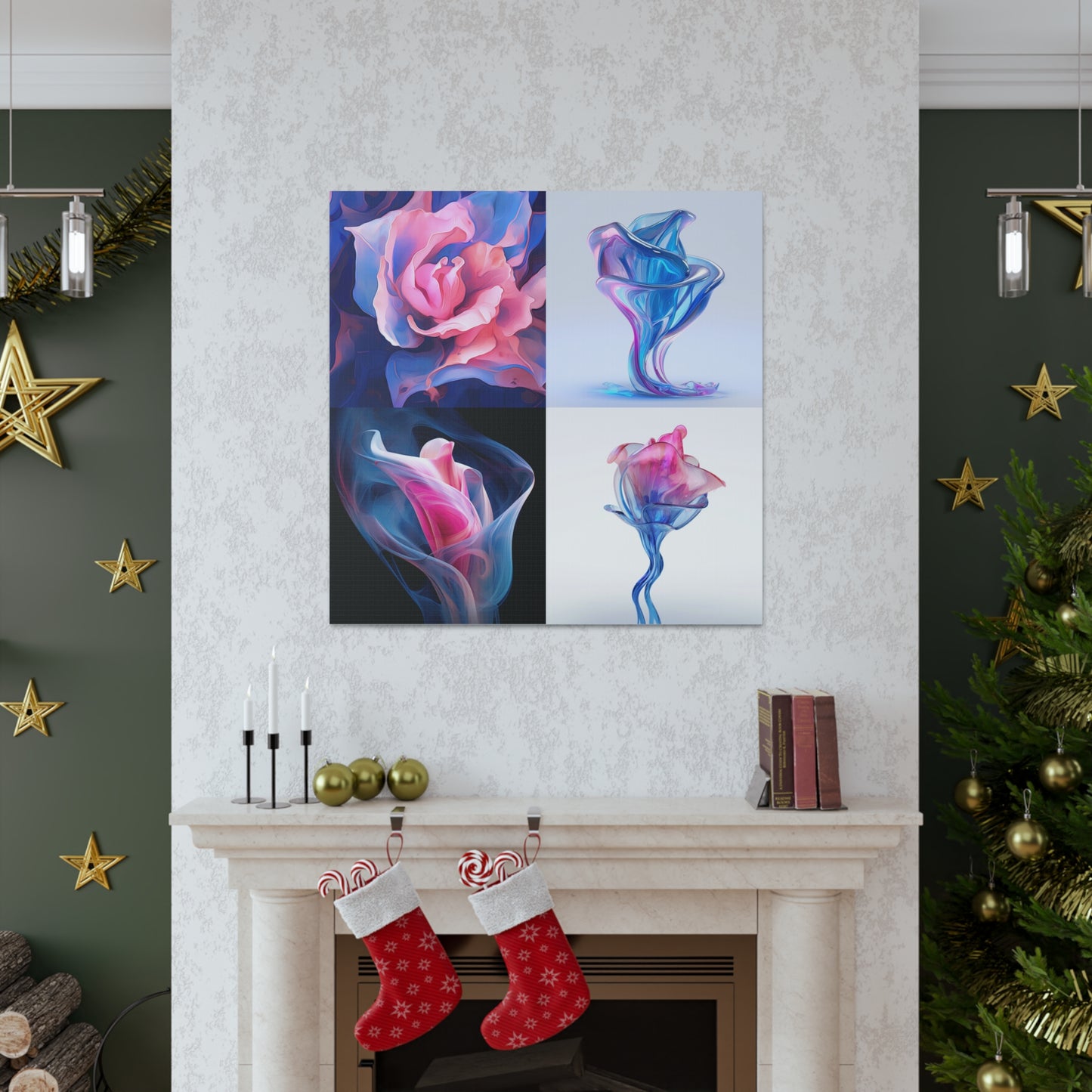 Canvas Gallery Wraps Pink & Blue Tulip Rose 5