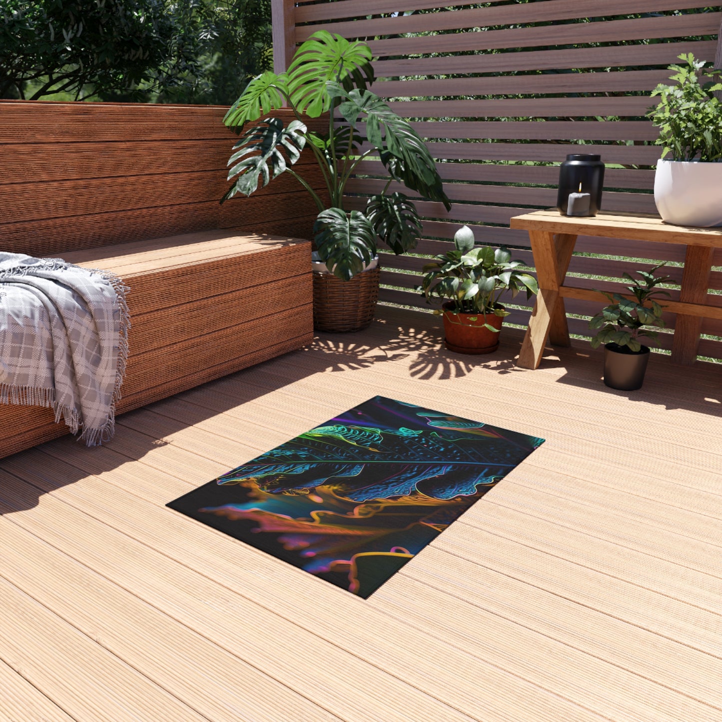Outdoor Rug  Florescent Skull Death 4