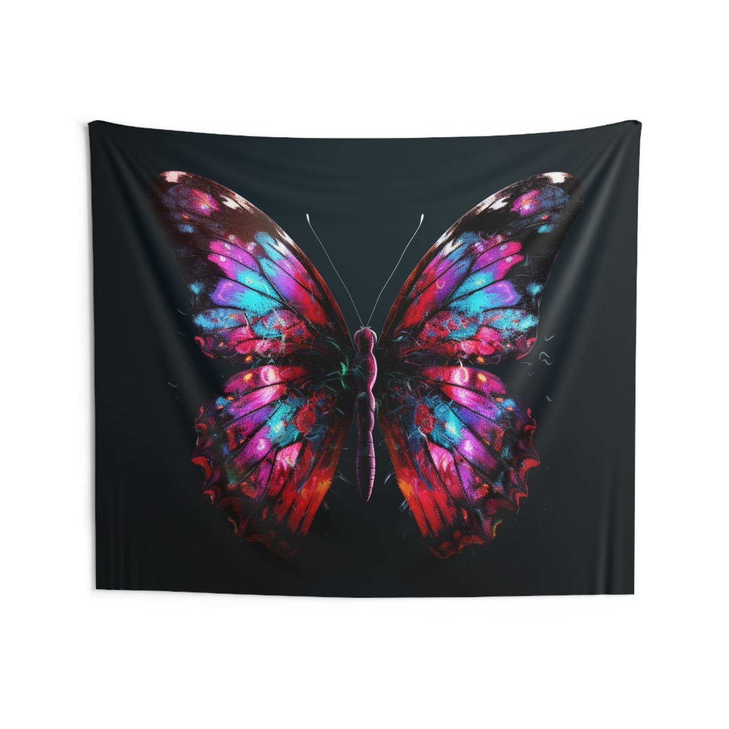 Indoor Wall Tapestries Hyper Colorful Butterfly Macro 3