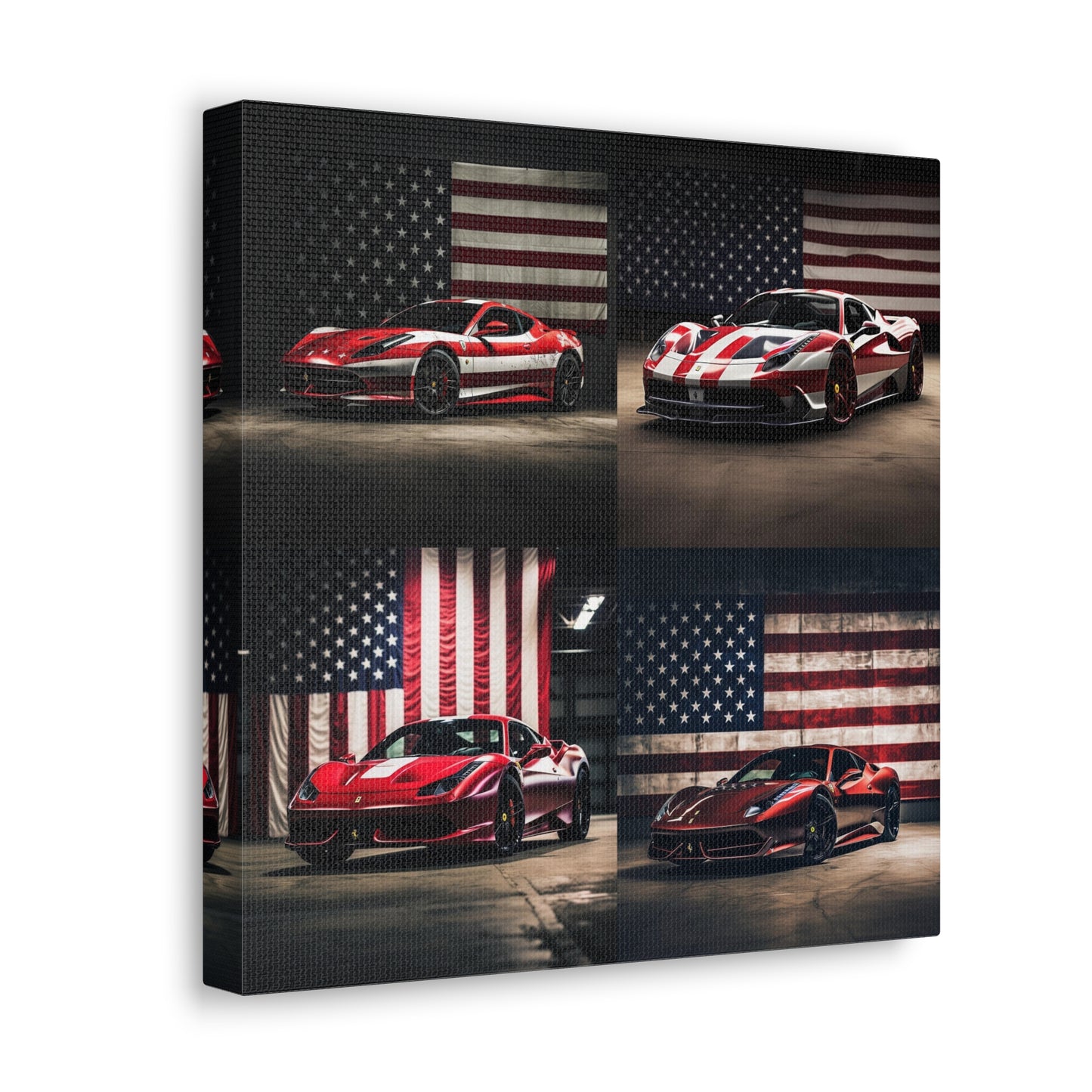 Canvas Gallery Wraps American Flag Background Ferrari 5