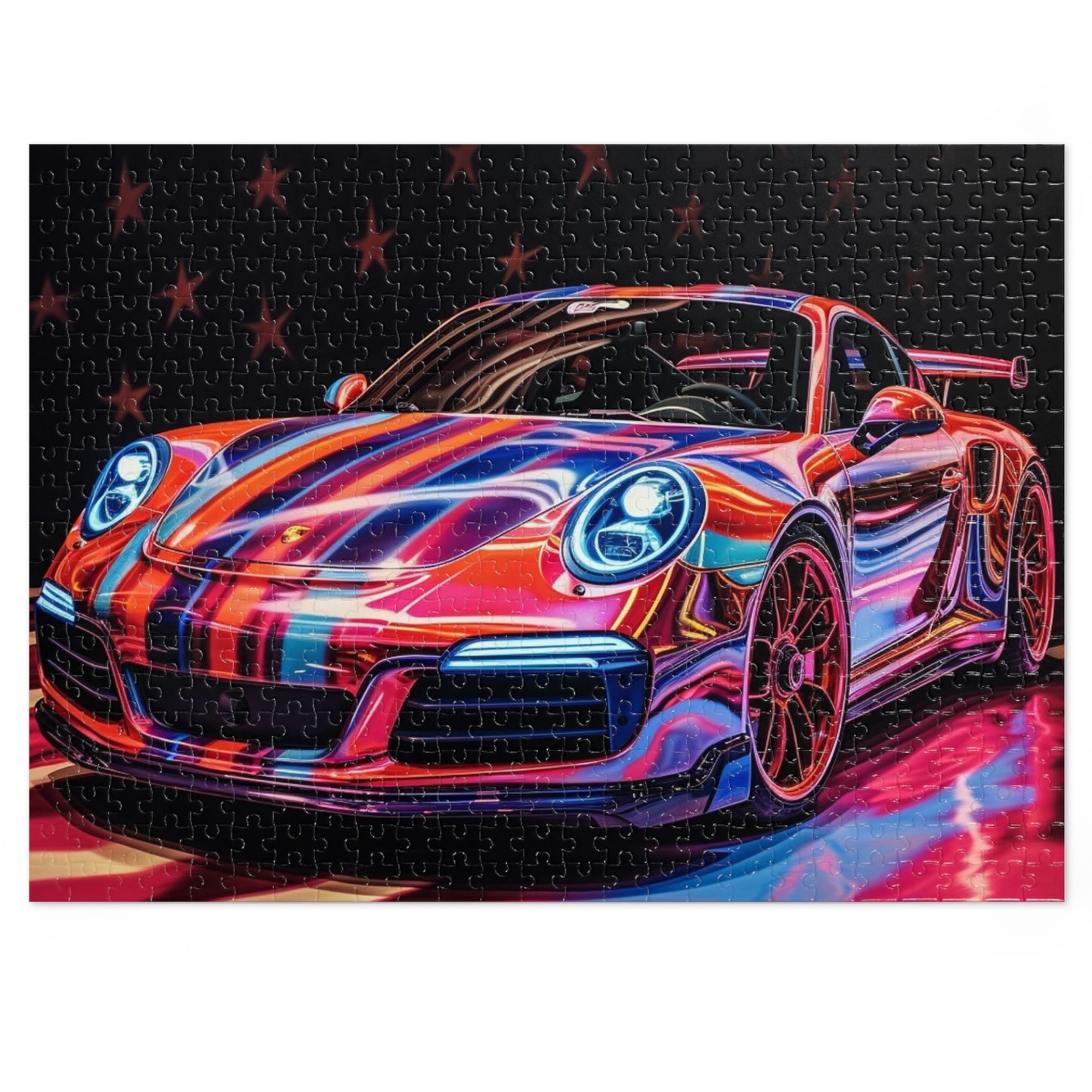 Jigsaw Puzzle (30, 110, 252, 500,1000-Piece) American Flag Colored Porsche 3