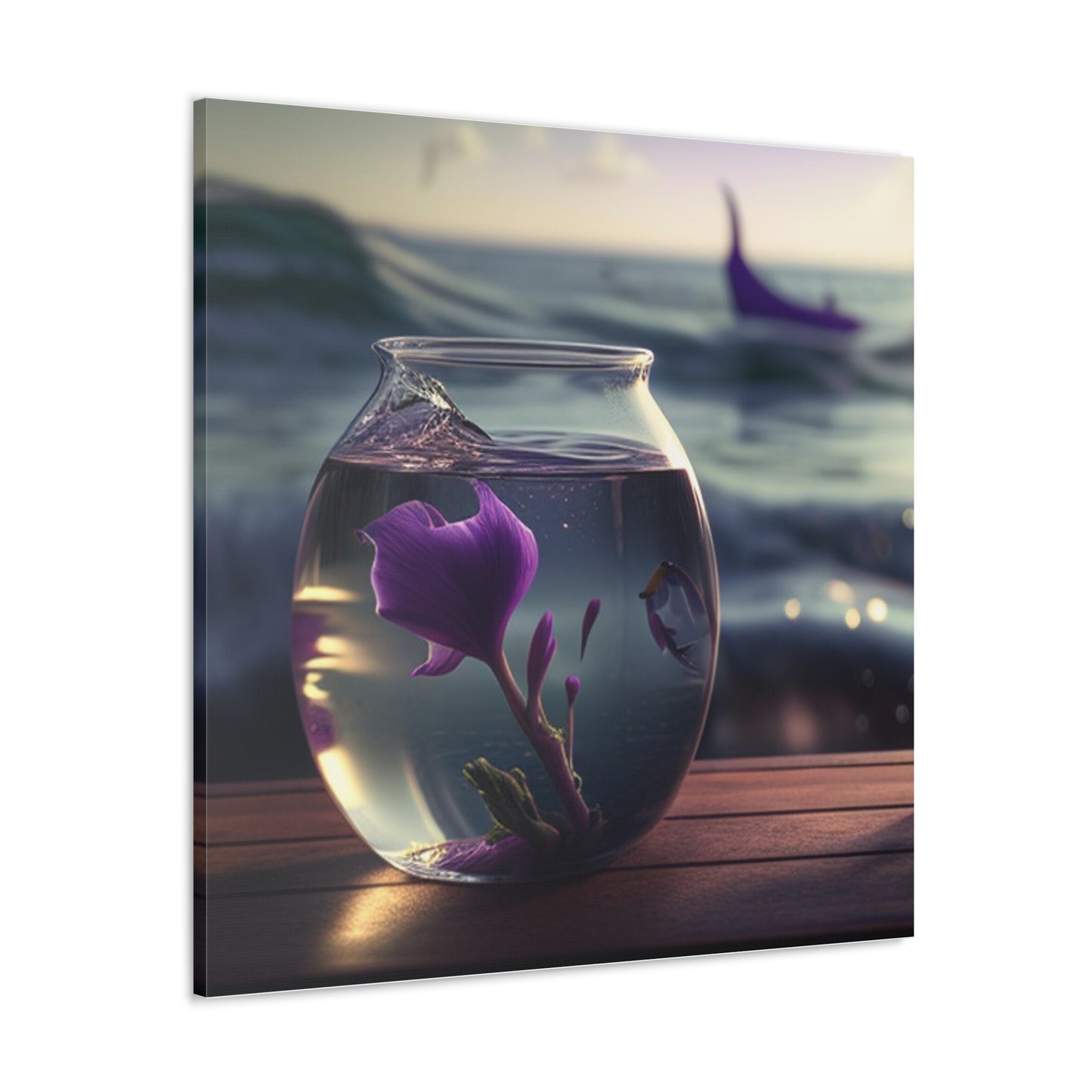 Canvas Gallery Wraps Purple Sweet pea in a vase 1