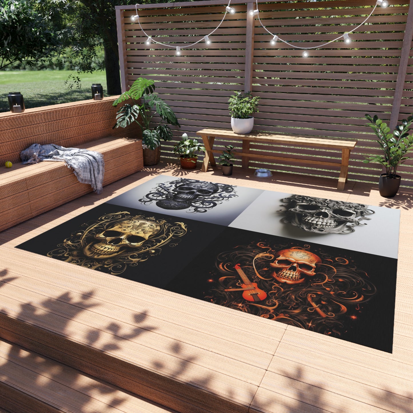 Outdoor Rug  Skull Treble Clef 5