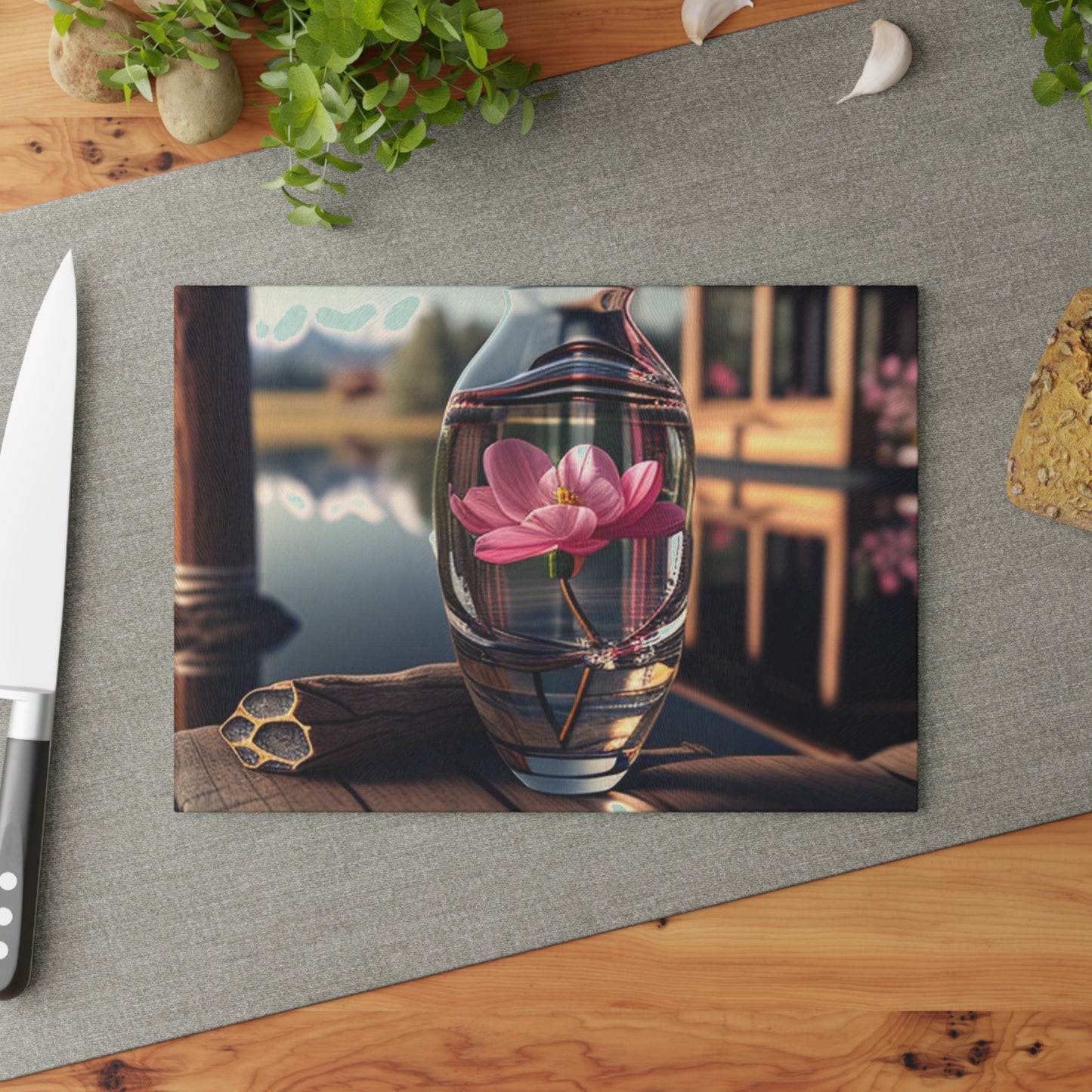 Glass Cutting Board Pink Magnolia 2