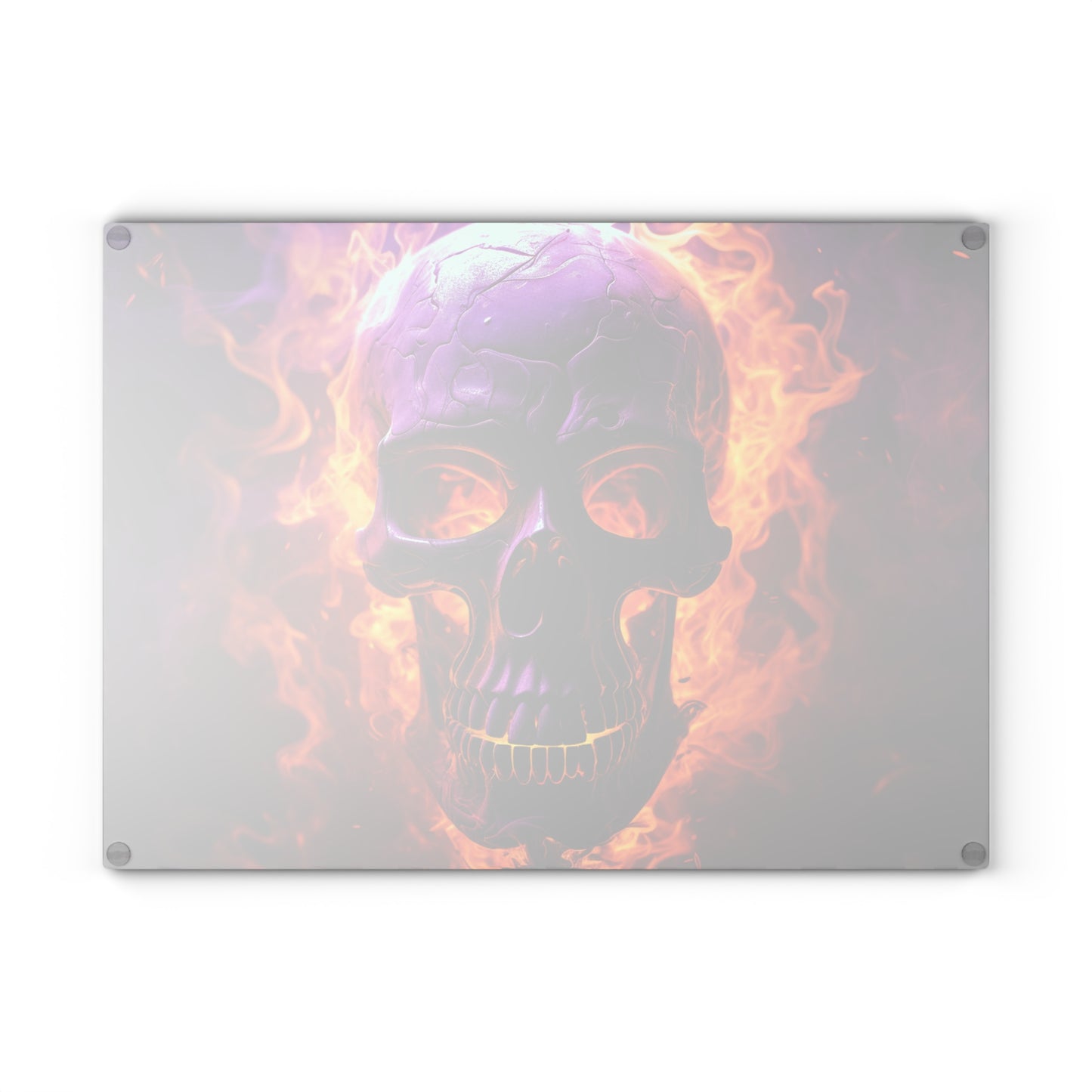 Glass Cutting Board Skull Flames 3