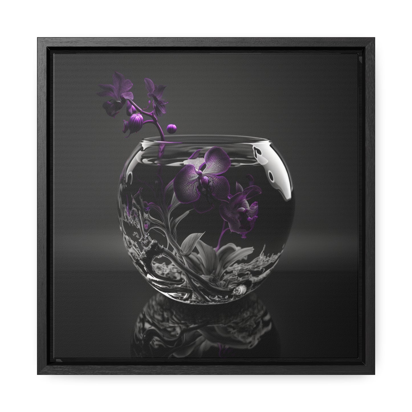 Gallery Canvas Wraps, Square Frame Purple Orchid Glass vase 3