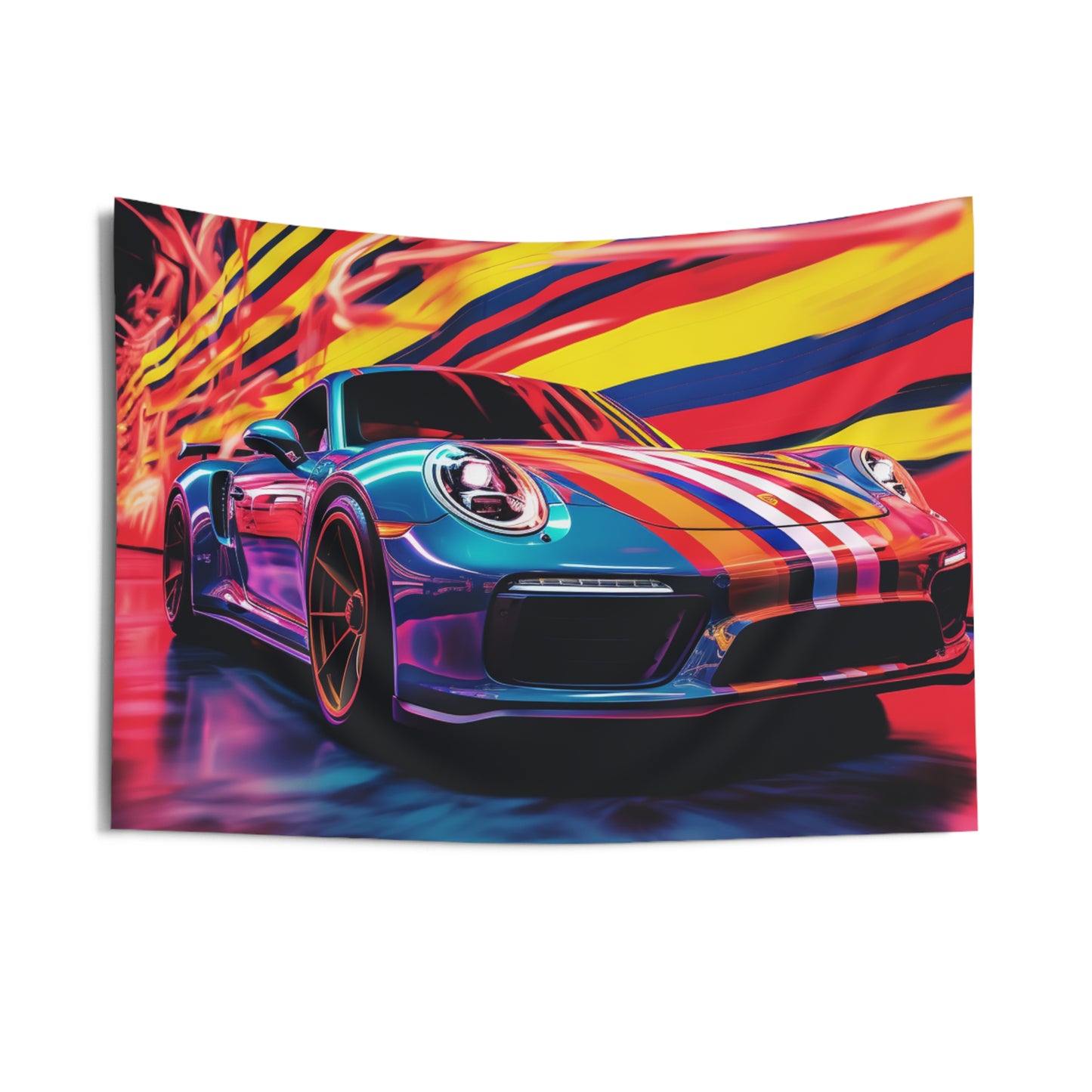 Indoor Wall Tapestries Macro American Flag Porsche 2