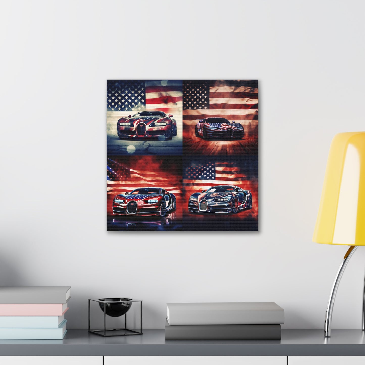 Canvas Gallery Wraps Abstract American Flag Background Bugatti 5