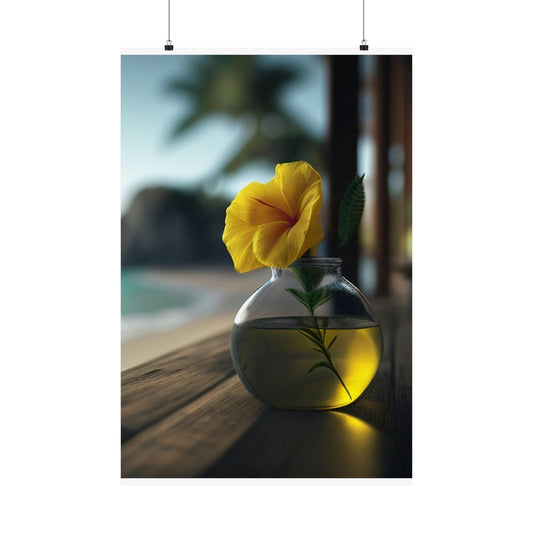 Premium Matte Vertical Posters Yellow Hibiscus Wood 3