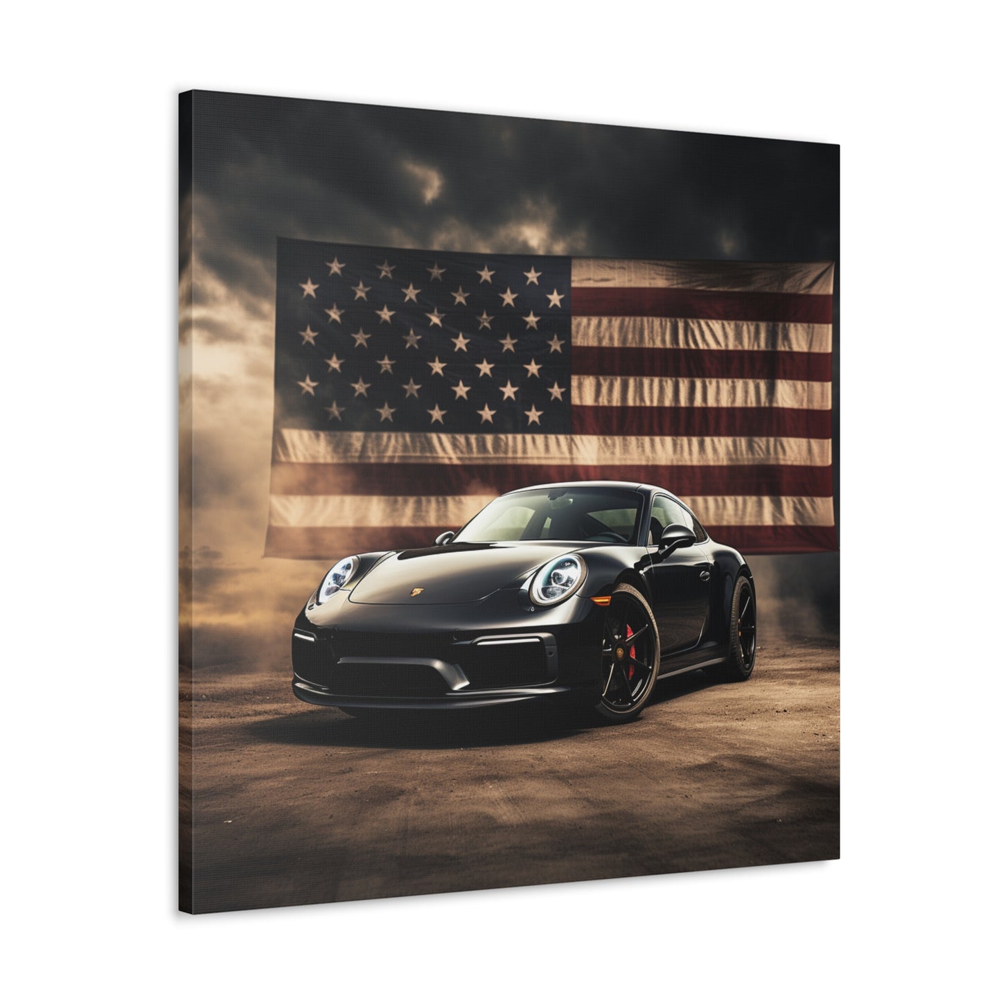 Canvas Gallery Wraps American Flag Background Porsche 4