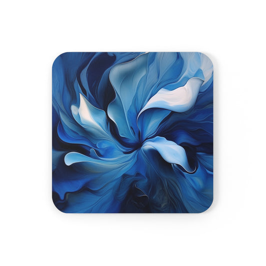 Corkwood Coaster Set Abstract Blue Tulip 4