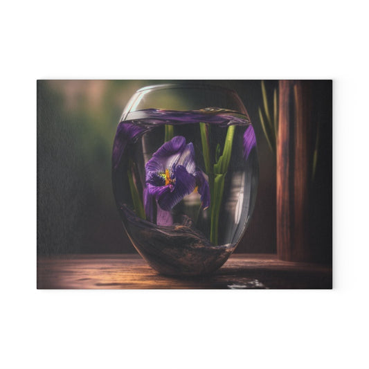 Glass Cutting Board Purple Iris in a vase 4