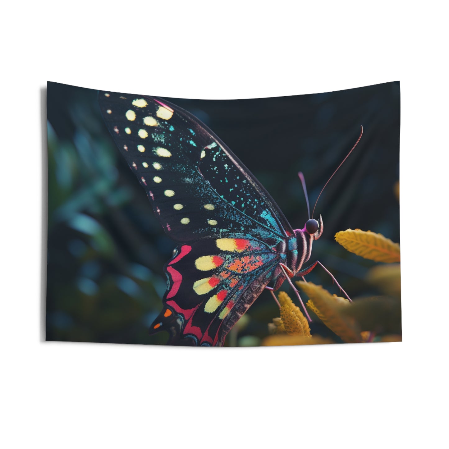 Indoor Wall Tapestries Hyper Colorful Butterfly Macro 2