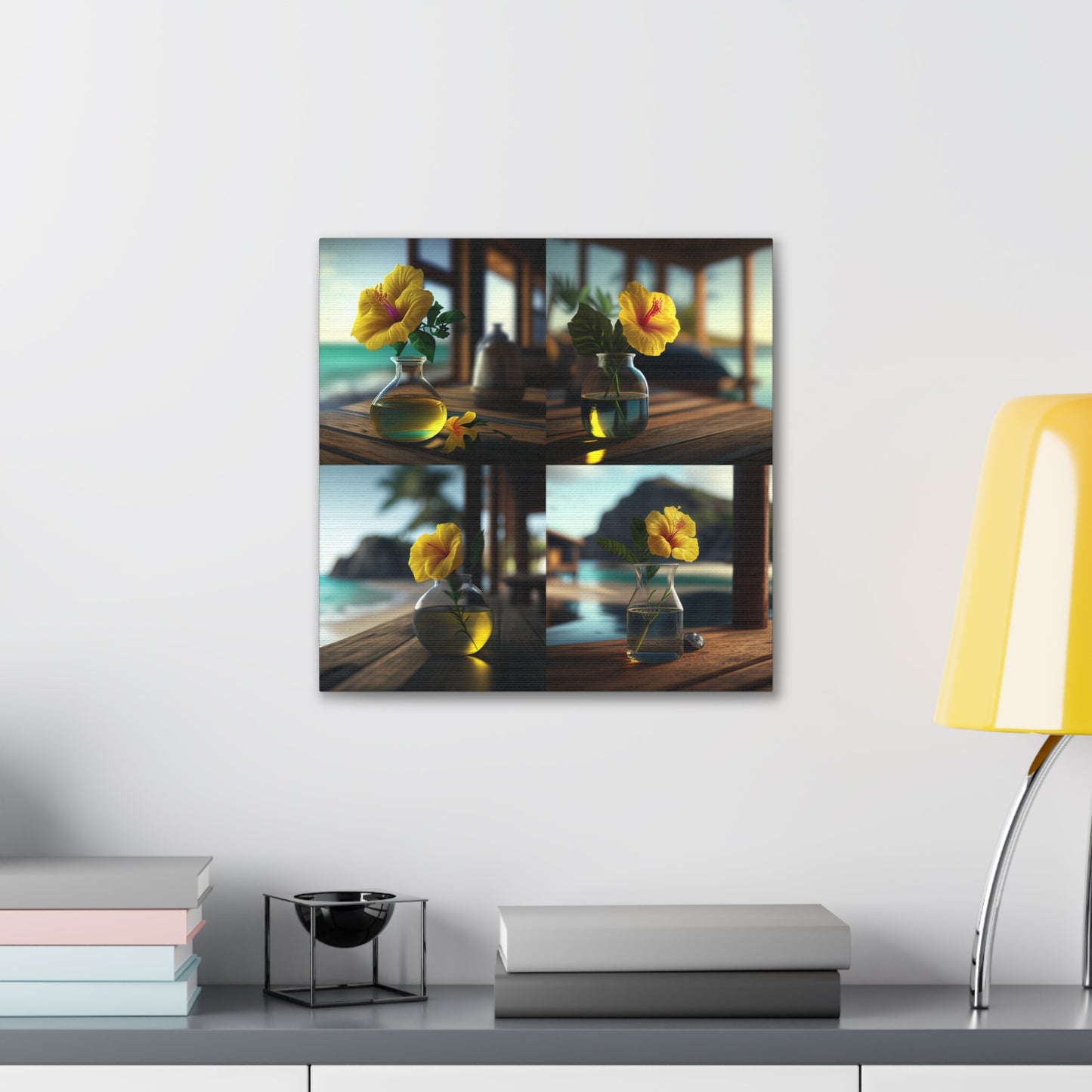 Canvas Gallery Wraps Yellow Hibiscus Wood 5
