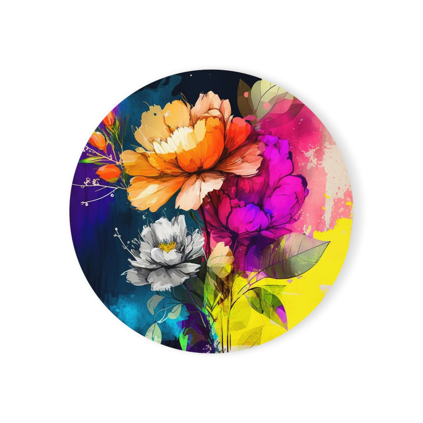 Cork Back Coaster Bright Spring Flowers 4