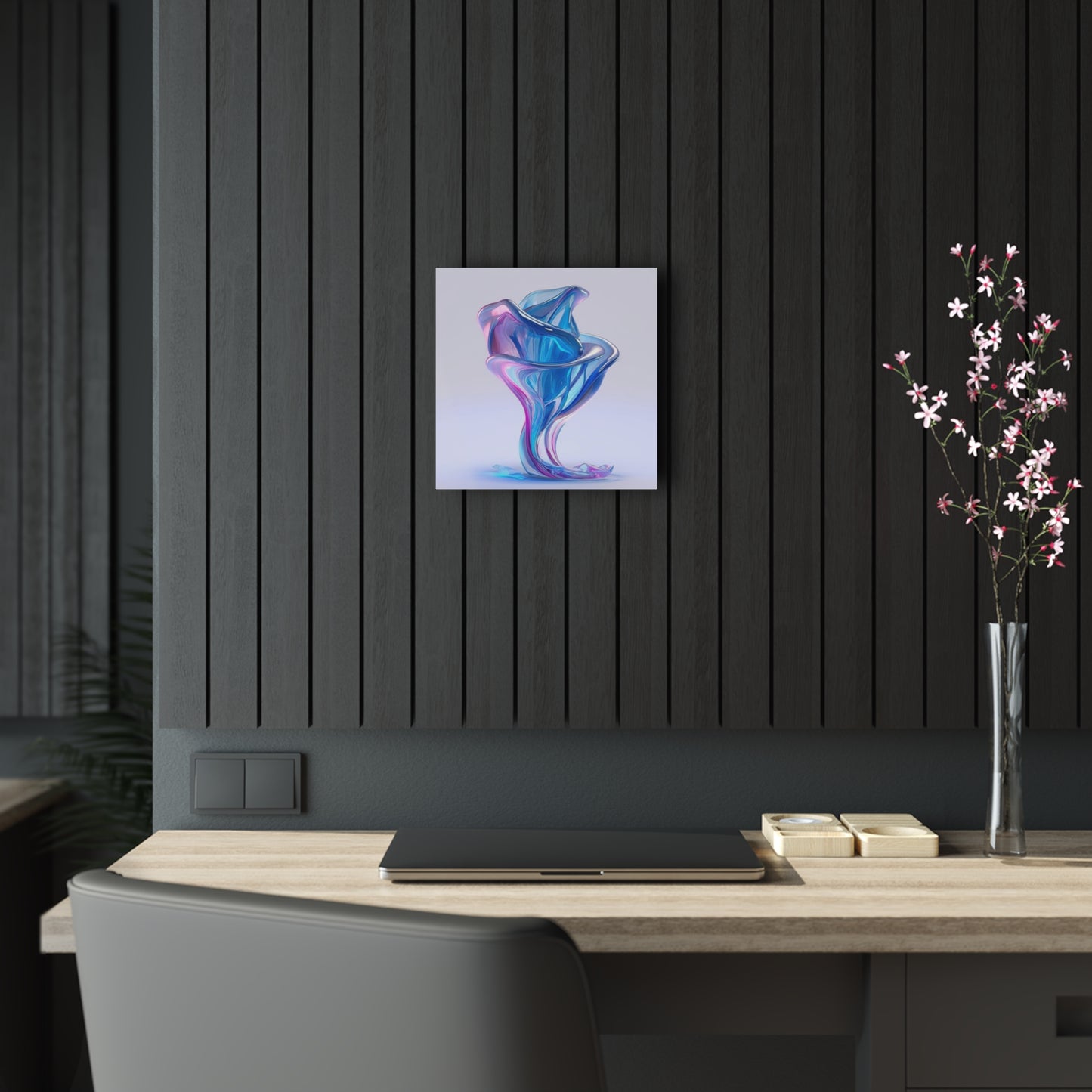 Acrylic Prints Pink & Blue Tulip Rose 2