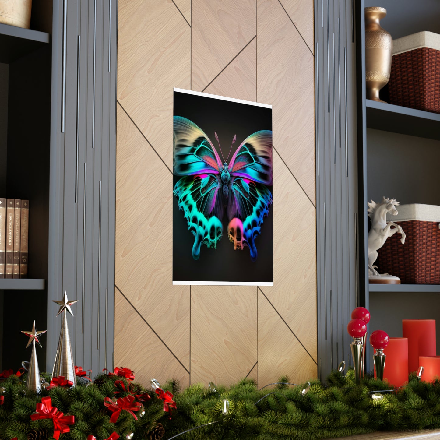 Premium Matte Vertical Posters Neon Butterfly Fusion 2