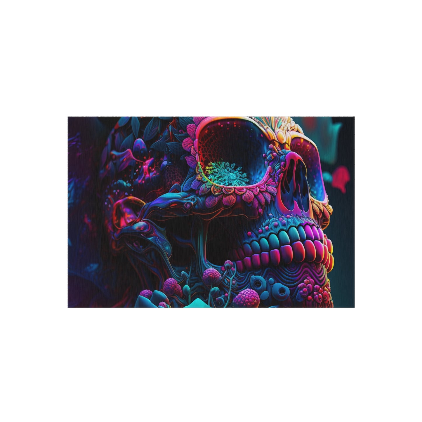 Outdoor Rug  Florescent Skull Death 3