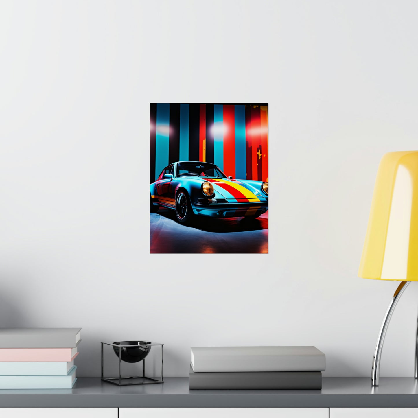 Premium Matte Vertical Posters Macro American Flag Porsche 3