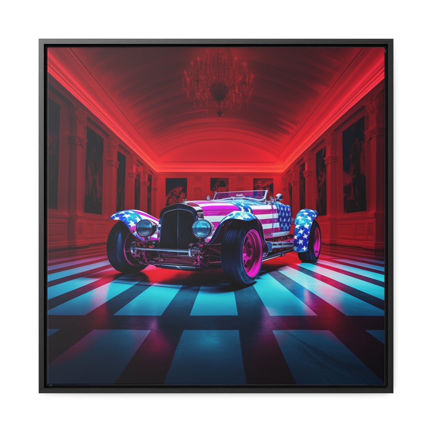 Gallery Canvas Wraps, Square Frame Macro Bugatti American Flag 3