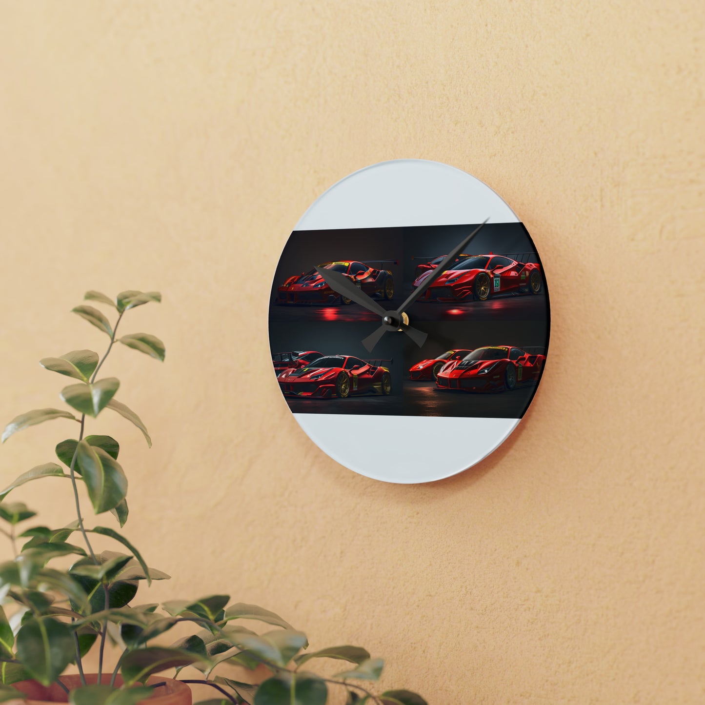 Acrylic Wall Clock Ferrari Red 5