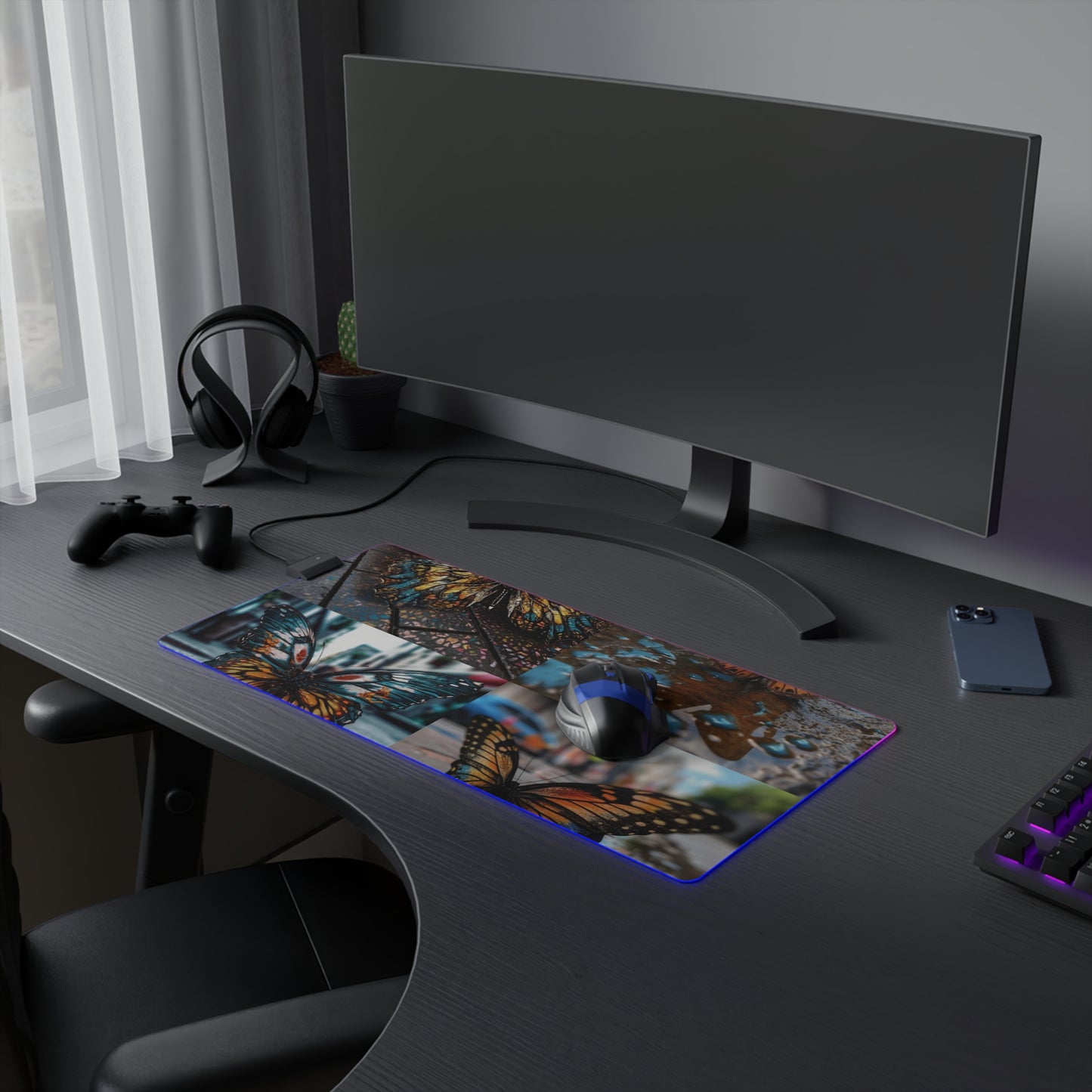 LED Gaming Mouse Pad Water Butterfly Street 5