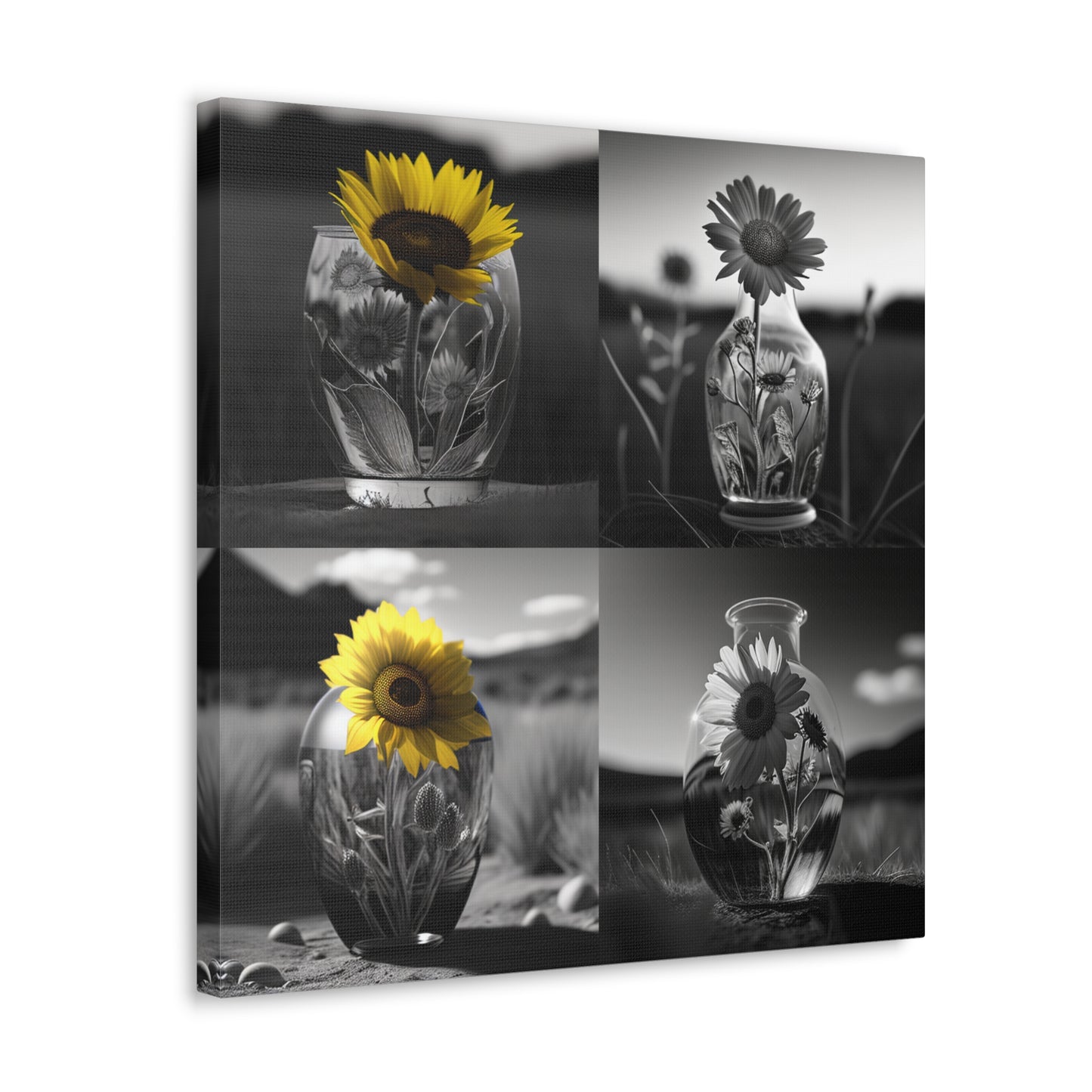 Canvas Gallery Wraps Yellw Sunflower in a vase 5