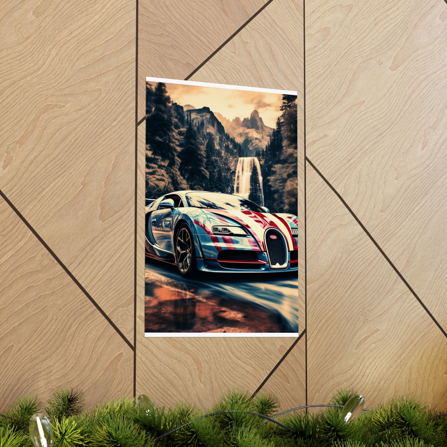 Premium Matte Vertical Posters Bugatti Waterfall 1