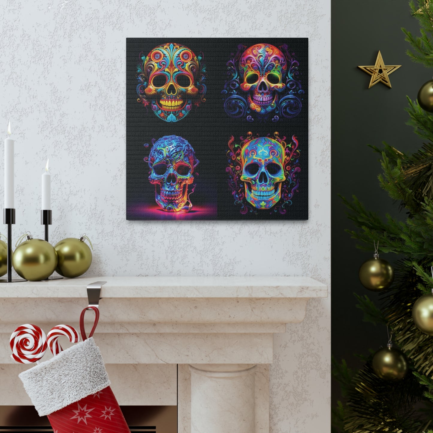 Canvas Gallery Wraps Macro Skull Color 5