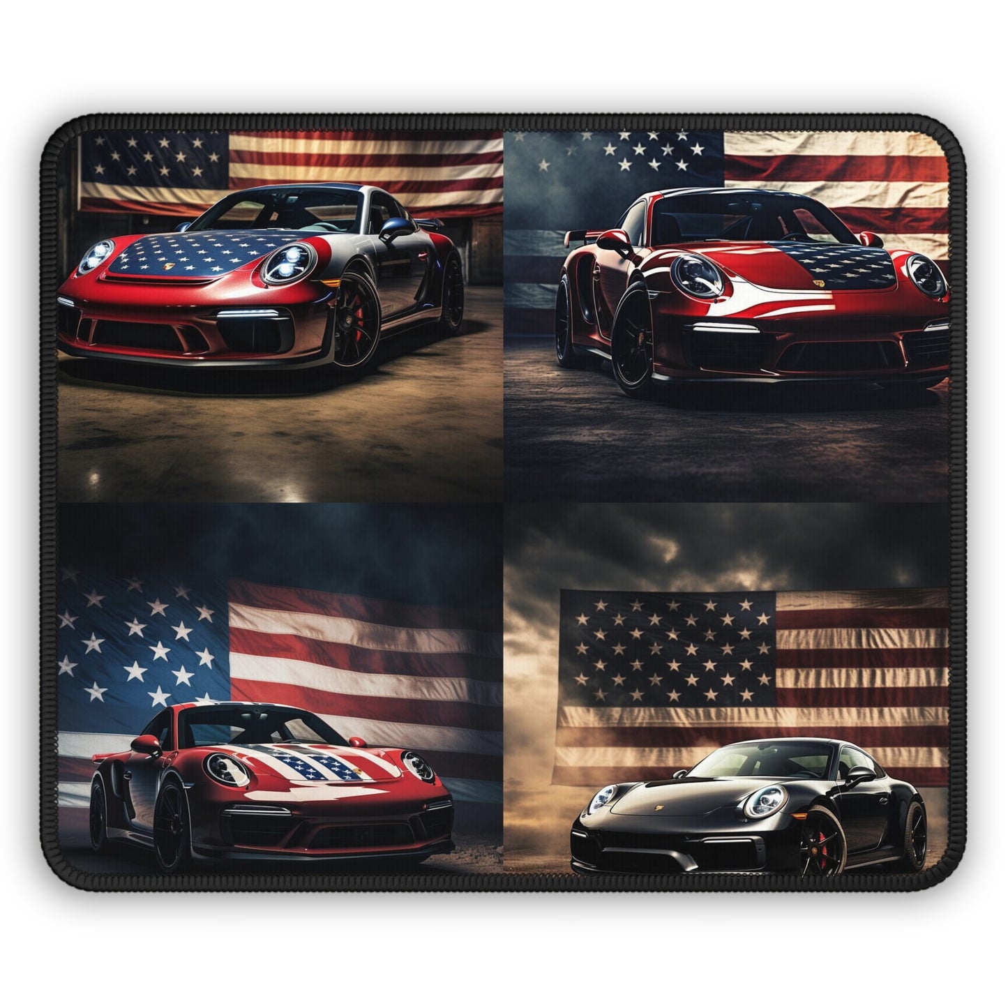 Gaming Mouse Pad  American Flag Background Porsche 5