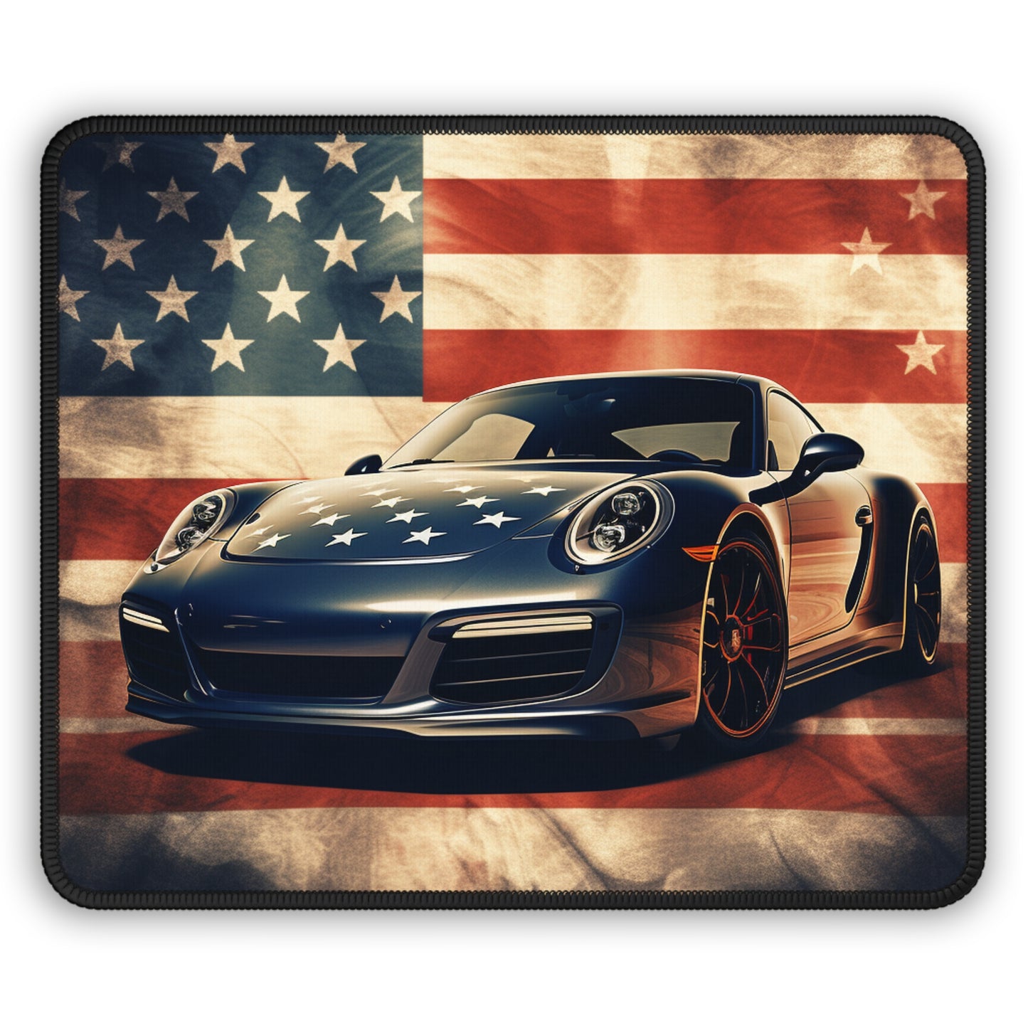 Gaming Mouse Pad  Abstract American Flag Background Porsche 3