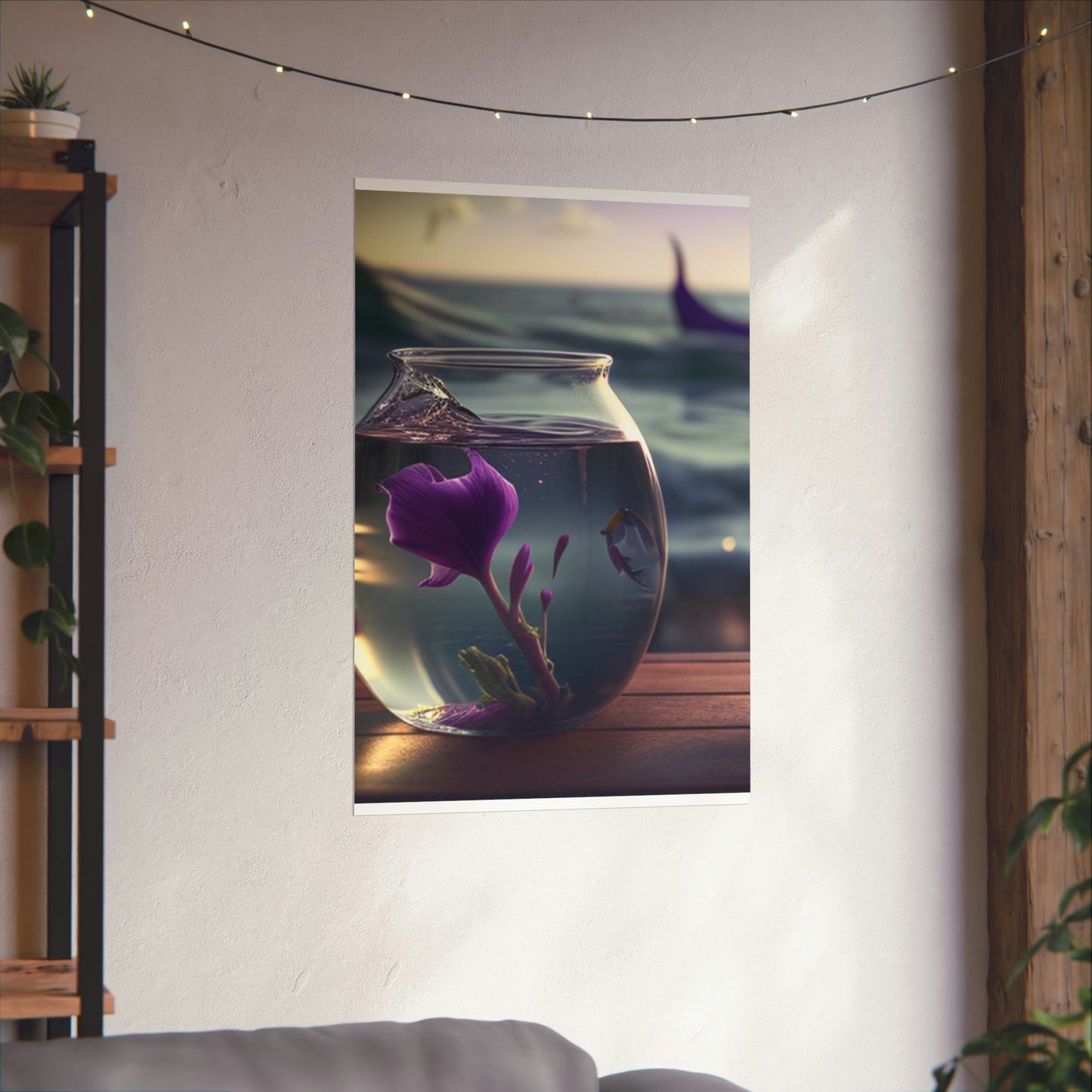 Premium Matte Vertical Posters Purple Sweet pea in a vase 1