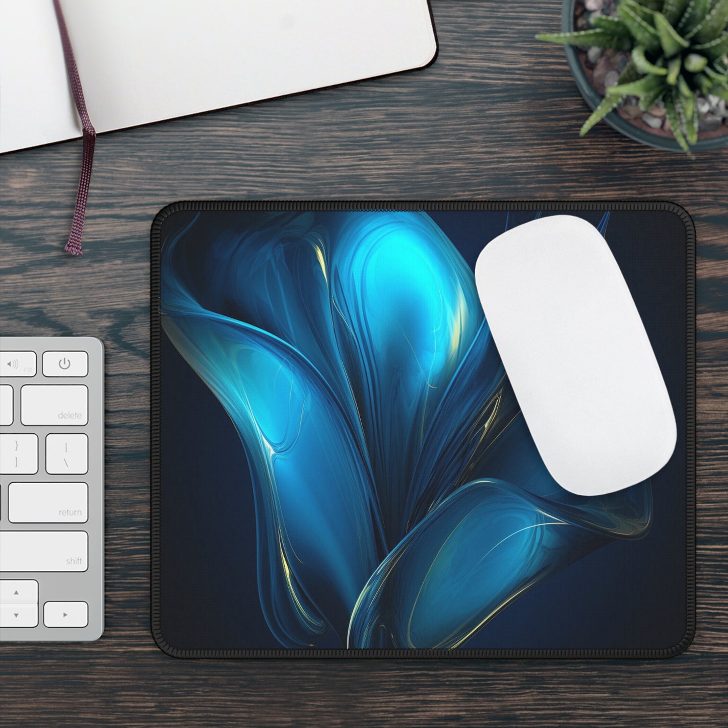 Gaming Mouse Pad  Abstract Blue Tulip 2